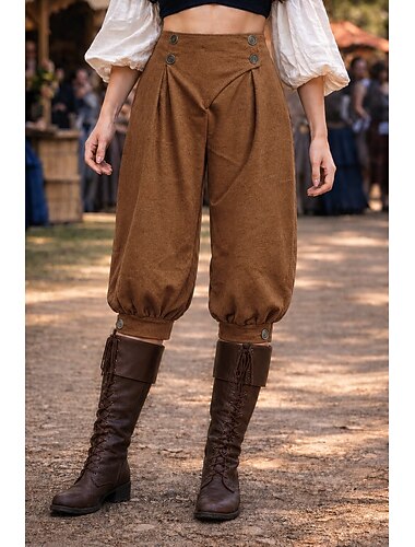  Medievale Rinascimento Steampunk Pantaloni da pirata Pirata Costume Per donna Vichingo Costumi da pirata Fantasia Performance LARP Fiera Rinascimentale Adulti Pantaloni Primavera