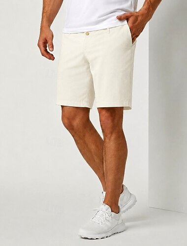  Pantaloncini eleganti da uomo in lino - pantaloncini casual estivi comodi - color kaki