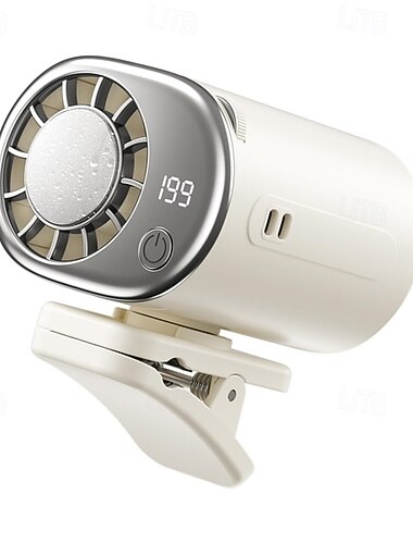  Ventilador portátil de refrigeración para semiconductores, ventilador de mano con clip de 199 velocidades ajustables con pantalla LED, ventilador de escritorio turbo recargable para viajes,