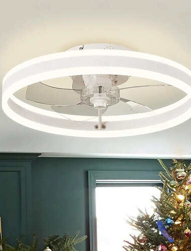 Ventilatore da soffitto rotondo moderno con luci LED dimmerabili e pale invisibili, ventilatore da soffitto con telecomando, ventilatore da soffitto a basso profilo per camera da letto e soggiorno