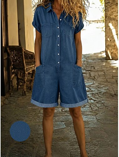  Dam vintage enkelknäppta tvättade jeanssparkbyxor med lappfickor