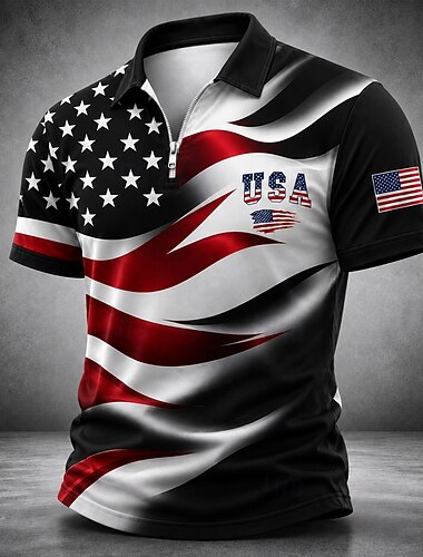  Miesten 250-vuotisjuhlan patriottinen American Flag 1776 2026 puoleinen polo-paita lyhyet hihat kaulalla golf rento kesätoppu