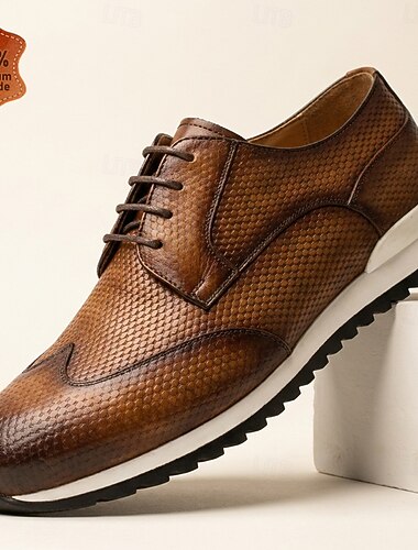  Braune Herren-Derbyschuhe mit strukturierter Oberfläche, Schnürschuhe für Business-Casual-Anlässe, bequeme Schuhe für Büro, Hochzeit und Alltag