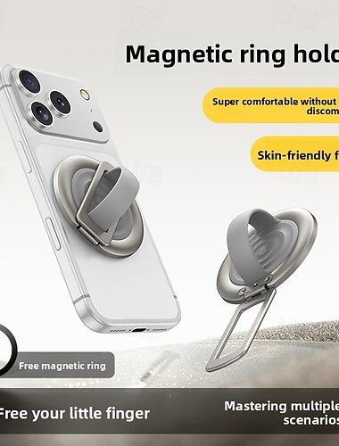  Anello porta cellulare magnetico per MagSafe, cavalletto regolabile a 180° in acciaio inox. &Impugnatura ergonomica, sensazione di liquido delicata sulla pelle, supporto multi-angolo per iPhone 17,
