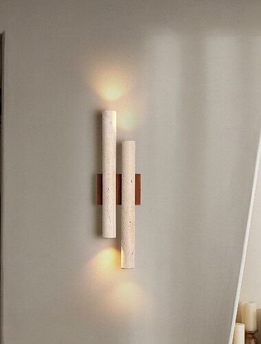  Applique murale vintage en pierre naturelle, longue et allongée, idéale pour la décoration intérieure, les ambiances et les éclairages d'ambiance. Éclairage LED à lumière chaude.