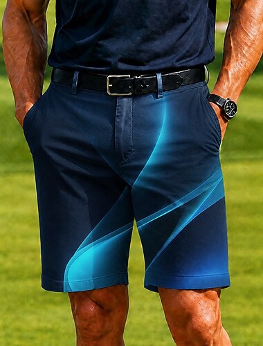  Voor heren Golven Abstracte kunst Kleurblokkering korte broek Casual korte broek Golfshorts Medium Taille Zakelijk informeel Werk Golf Strandvakantie Platte shorts met 4 zakken Ontwerper Kleding