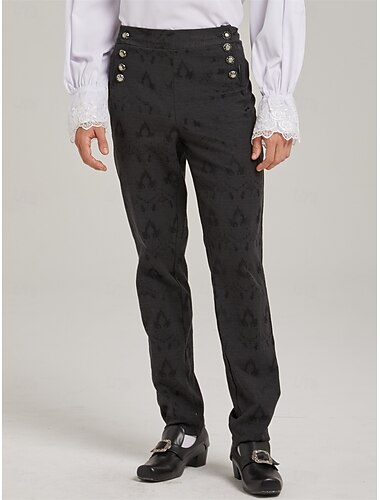  Retro Antiguo Medieval Renacimiento Pantalones Vampiros Color sólido Disfraz Hombre Steampunk Casual Diario Adulto Pantalones
