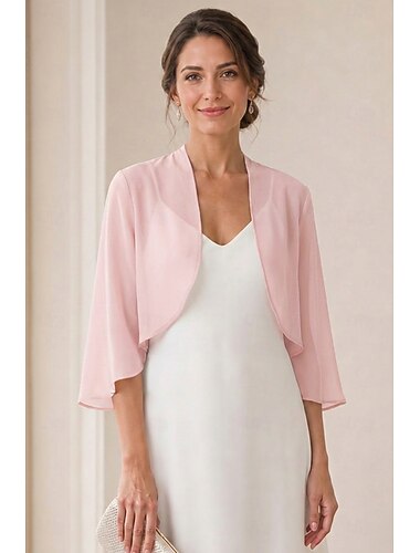  Coprispalle Scialli della Madre Scialli della Sposa Scialli dell'Ospite di Nozze Elegante Signore Formale Manica 3/4 Chiffon Stole da matrimonio Con Colore puro Per Quotidiano Estate