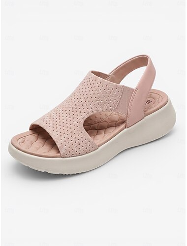  Damsandaler med mandelmönster och andningsbara stickningar i hålfotsstöd – lätta slingback-sandaler med vadderad fotbädd &stötdämpande sula och för resor, semester och vardagskomfort
