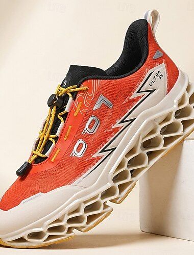  herr orange grova löparsneakers, snörskor, lätta dämpade skor för gym, träning, utomhus