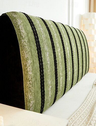  Yksiosainen paksunnettu chenille-raidallinen sängynpäädyn päällinen, universaali joustava sängynpäädyn päällinen, tahrankestävä
