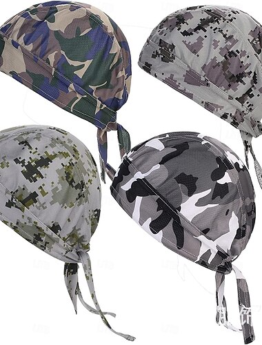  Confezione da 4 cappellini sportivi elastici da ciclismo mimetici rinfrescanti, bandana da pirata ad asciugatura rapida per uomo &donna, fitness, corsa, palestra, cappello fascia per capelli per tutte