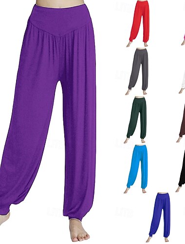  Damen Yogahose Haremshose Pumphose Leicht Hohe Taille Fitnessstudio Laufen Pilates Unterteile Einfarbig Weiß Schwarz Rosa Modal Herbst Sport Sportkleidung Mikroelastisch Lässiger Schnitt