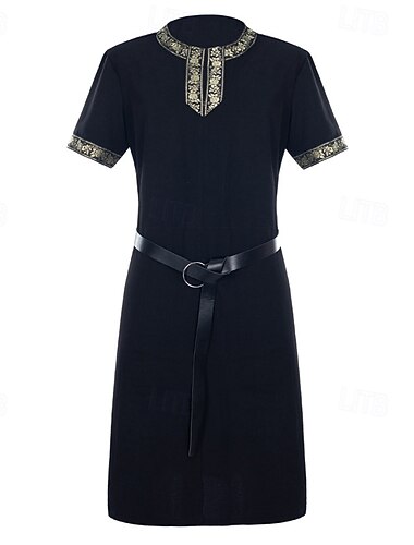  Set Retro vintage Middeleeuws Renaissance Ceintuur Tuniek met accessoires Korte mouwen Piraat Viking Kostuum Voor heren Viking Halloween Carnaval Renaissance beurs LARP Volwassenen Riem T-shirt