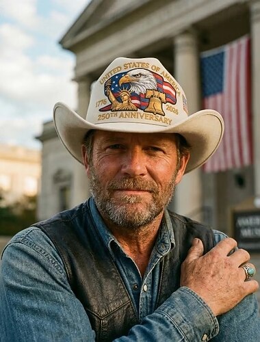  250-årsjubileum amerikansk flagga örn cowboyhatt, patriotisk broderad westernhatt för män och kvinnor, 250-årsjubileumspresent, USA:s självständighetsdag 4 juli cowboyhatt, vintage unisex solhatt för