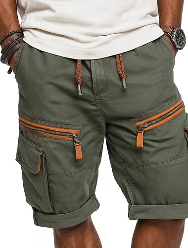  Homme Pantalon cargo Shorts cargo Shorts 100% Coton Short décontracté Avec Poches Taille Élastique Bloc de Couleur Uni Couleur Pleine Longueur Genou Occasionnel Extérieur Vêtements de rue Mode