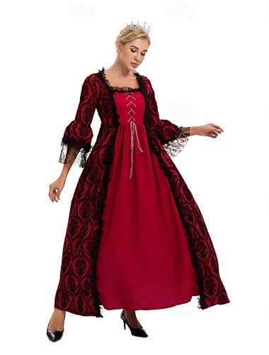  Geïnspireerd door vintage Feestkostuum Flare manchet mouw Vierkante hals Kostuum Dames Halloween Carnaval Maskerade Formeel Feestje / cocktail Carnaval van Venetië Volwassenen Kleding