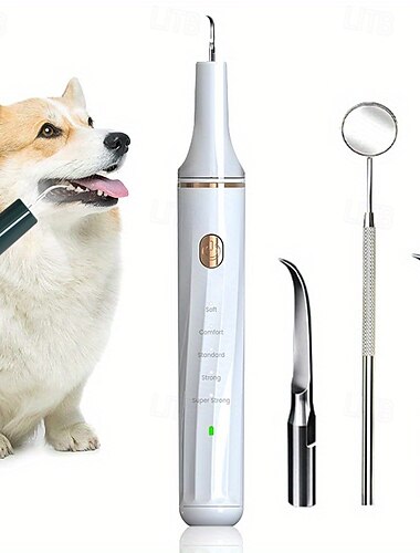  Removedor ultrassônico de tártaro para cães e gatos, à prova d'água (IPX6), com 5 modos de limpeza dental. Ideal para limpeza dos dentes do seu pet. Possui certificação IPX6, é à prova d'água e