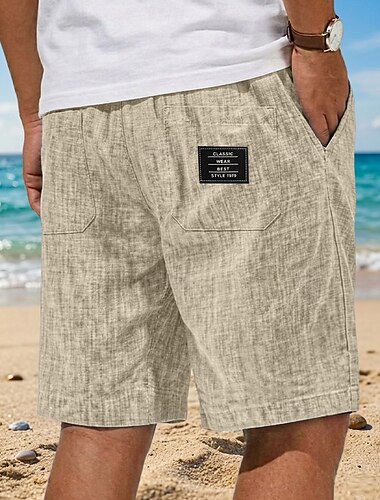  Per uomo Shorts Shorts di Lino Pantaloncini Estivi Shorts da Spiaggia Coulisse Elastico in vita Semplice Comodità Traspirante Lunghezza al ginocchio Casuale Quotidiano All'aperto Vintage Vacanza