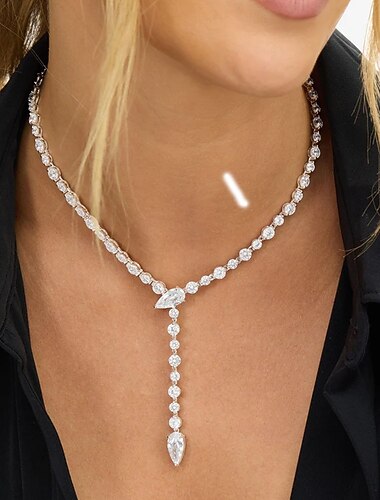  Collana Zircone cubico Zircone Per donna Elegante Frangia con nappe Collana Per Feste