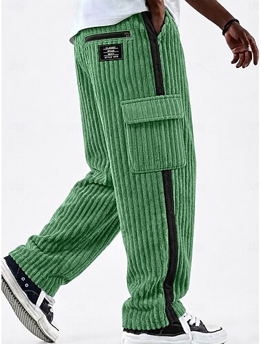  Herren Cargo-Hosen Hose Cordhose Freizeithose Baggy-Hosen Kordelzug Patchwork Reißverschlusstasche Einfarbig Komfort Volle Länge Lässig Täglich Outdoor Mode Klassicher Stil Marineblau Himmelblau
