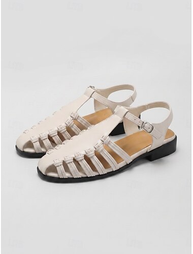  Women's Brown Fisherman Sandals with Adjustable Ankle Strap - Closed Toe Gladiator Sandals for Summer Casual Wear and Travel