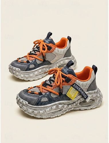  Baskets montantes pour hommes, idéales pour les festivals de musique, chaussures de marche lacées pour l'extérieur, chaussures de sport légères et confortables pour les concerts, le streetwear et le camping.