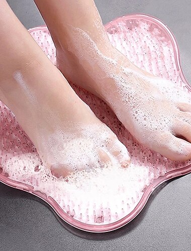  Duschfotskrubbermatta med halkfria sugkoppar, rengöringsdyna för fötter, exfolierande baddyna, väggmonterade sugkoppar för användning av städare män och kvinnor
