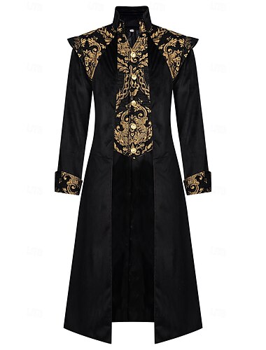  Barok Middeleeuws Renaissance Jas Lange Mouwen Prins Vampieren Edelman Geborduurd Kostuum Voor heren Koninklijk Halloween Carnaval Maskerade Feest Renaissance beurs LARP Volwassenen Jas