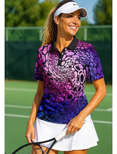  Naisten Abstrakti Urheilupaita Poolopaita Tennispaita Lyhythihainen Kukka-aihe Napit UPF50+ UV-vastustuskykyinen Erittäin elastinen Kosteuden siirtävä Hengittävä Lentopallo Tennis Golf Kaulus
