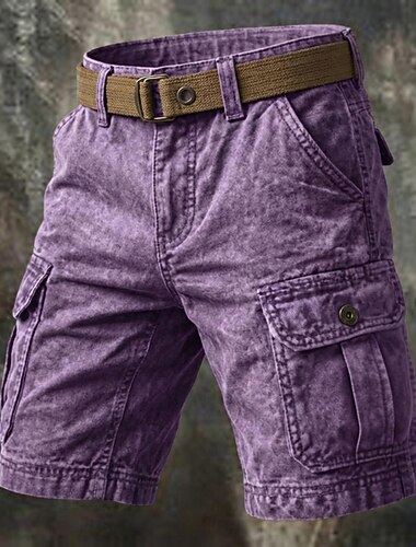  Hombre Pantalón Corto Cargo Pantalón corto Pantalones cortos de verano Pantalones cortos casuales Pantalones cortos con lavado ácido Bolsillo Cintura elástica Lavado Comodidad Transpirable Longitud