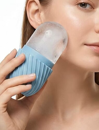  Rodillo facial de hielo, molde de silicona reutilizable para masaje facial, herramientas de belleza para el cuidado de la piel y los ojos, aplica hielo para reducir los poros, antiarrugas, alivio de