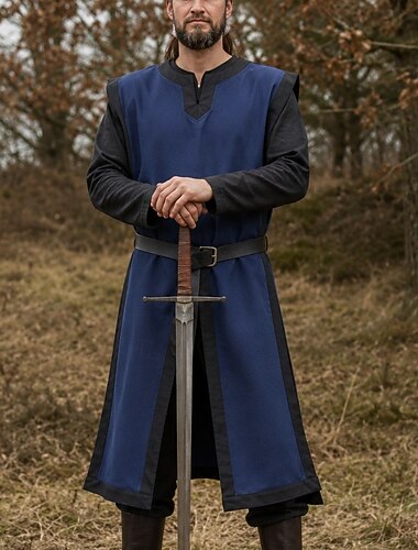  Retro Antiguo Medieval Renacimiento Cinturón Sayo Sin Mangas Vikingo Ranger Escote en Pico Disfraz Hombre Fantasía Víspera de Todos los Santos Carnaval Feria del Renacimiento LARP Adulto Cima Cinturón