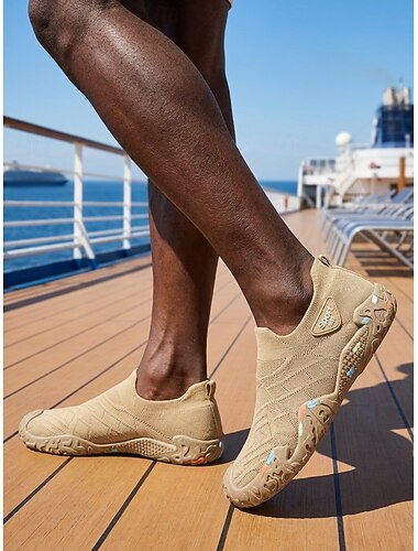  Baskets beiges pour homme, à enfiler – chaussures de marche légères et respirantes en maille, confortables pour les croisières, les vacances à la plage, les voyages et le quotidien estival