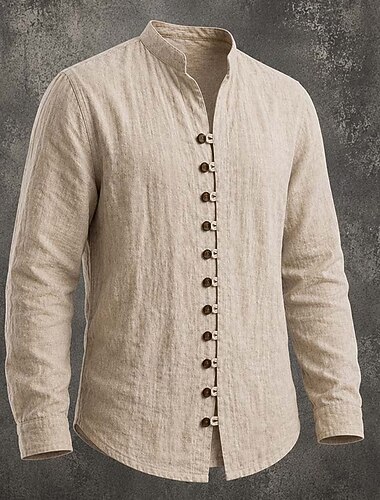  Da uomo Camicia Camicia di lino Camicia Estiva Camicia casual Camicia con Bottoni Semplice Casuale Quotidiano Nero Bianco Rosa Azzurro cielo Manica Lunga Colletto alla coreana Primavera & Estate