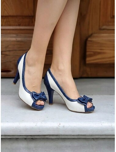  Vintage-Pumps mit offener Spitze im Stil der 1950er Jahre – Retro-Rosa &Marineblaue High Heels mit Schleifendetail &Schlangenmuster für Retro-Partys und Hochzeiten &Pin-up-Events
