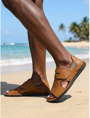  Sandalias de playa para hombre, calzado veraniego sin cordones con punta abierta, sandalias cómodas e informales para resorts, piscinas y paseos por la playa.