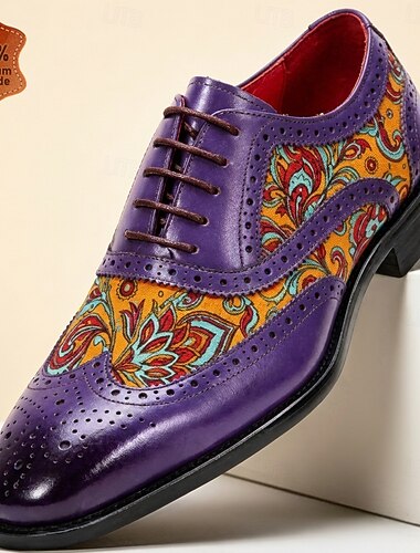  Hochwertige Herren-Oxford-Schnürschuhe aus echtem Leder im Vintage-Paisley-Stil, luxuriöse Business-Schnürschuhe für Hochzeiten, formelle Anlässe und Bankette