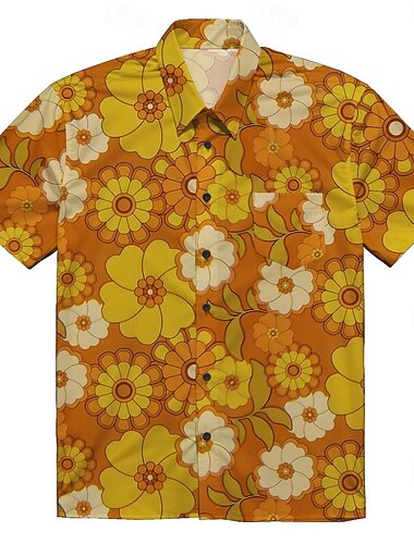  Retro Antiguo Años 70 Camisas Camisa hawaiana Hippie Disco Floral Margarita Disfraz Hombre Mascarada Vacaciones Fiesta Desfile del orgullo Adulto Camisas
