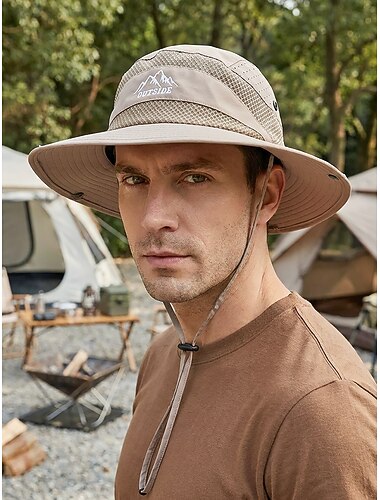  Men's Foldable Western Cowboy Outdoor Bucket Hat, Quick-Dry Polyester Wide Brim Sun Hat, Multi-Color Packable Fishing Hiking Safari Boonie Hat for Travel Camping Beach