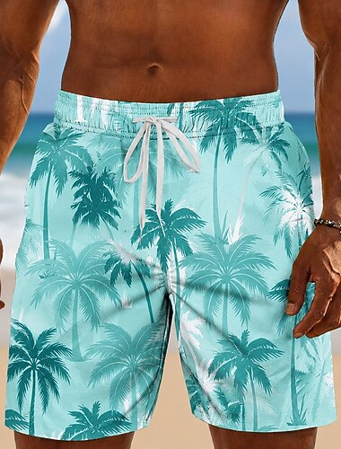  Herr Kokosnötspalm Tropiska växter Badshorts Baddräkter Badshorts Boardshorts Medium Midja Hawaiisk Dagligen Strandsemester Sidfickor Mesh foder Elastisk dragsko i midjan Designer Kläder