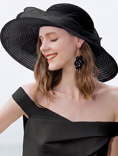  100 % Acryl-Bowler-/Cloche-Hut, elegant, romantisch, für Cocktailpartys, Hochzeiten, Teepartys, Hochzeiten und andere festliche Anlässe, mit Federband zum Binden.