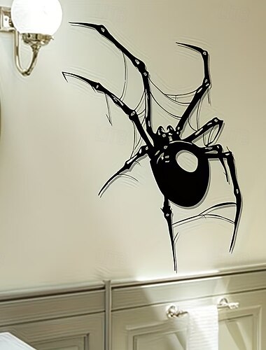  Halloween horror grote spinnen muursticker decoratie voor woonkamer, hal en slaapkamer, zelfklevende en verwijderbare PVC muurdecoratie