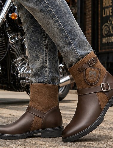  Botas de ingeniero para hombre: botas de moto resistentes de estilo vintage para motoristas, aventuras al aire libre, ropa de trabajo informal y moda urbana.