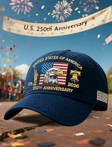  Chapéu comemorativo do 250º aniversário dos EUA (1776-2026), águia-careca patriótica &Boné de beisebol com bordado da bandeira americana e da Estátua da Liberdade. &Presente comemorativo do