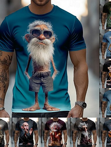  Męskie Wzór 3D 3D Podkoszulek Krótki rękaw Podkoszulek Druk 3D Półgolf Koszula Przesadny Designerskie Codzienny Kij Impreza Niebieski 1 2 Lato Wiosna Na każdy sezon Odzież S M L XL XXL XXXL