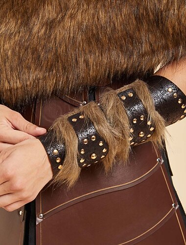  Retrò Vintage Medievale Rinascimento Parabraccia Guerriero Vichingo Ranger Costume Vichingo Fantasia Halloween Carnevale Fiera Rinascimentale LARP Adulti Parabraccia