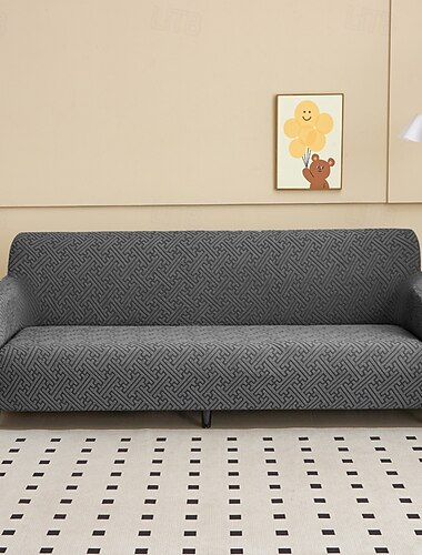  Elastischer Jacquard-Sofabezug, Stretch-Überzug für L-förmige Ecksofas, rutschfester, waschbarer Möbelschutz für 1/2/3/4 Sitze