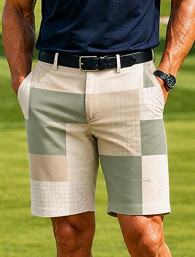  Herr Geometrisk Färgblocksmönster Färgblockerande Bermudashorts Casual shorts Golfshorts Medium Midja Business Casual Arbete Golf Strandsemester Shorts med platta framtill och fyra fickor Designer