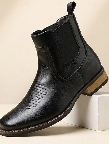  Botas Chelsea pretas masculinas – botas clássicas de cano alto, calçado elegante e casual para o escritório, casamentos e eventos noturnos.